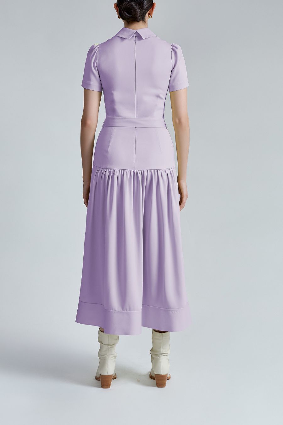 VESTIDO CREPE CAMISERO LILA